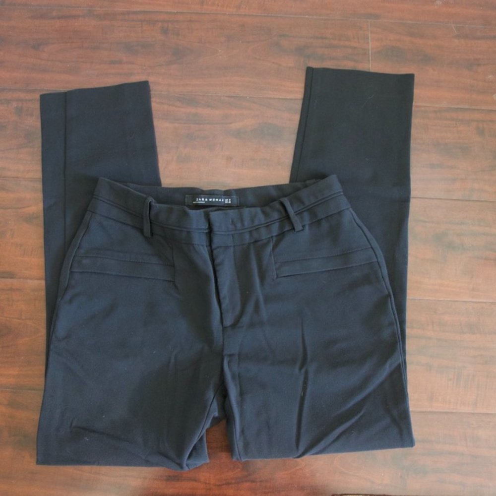 Zara Black Dress Pants Zipper Detailing  Medium